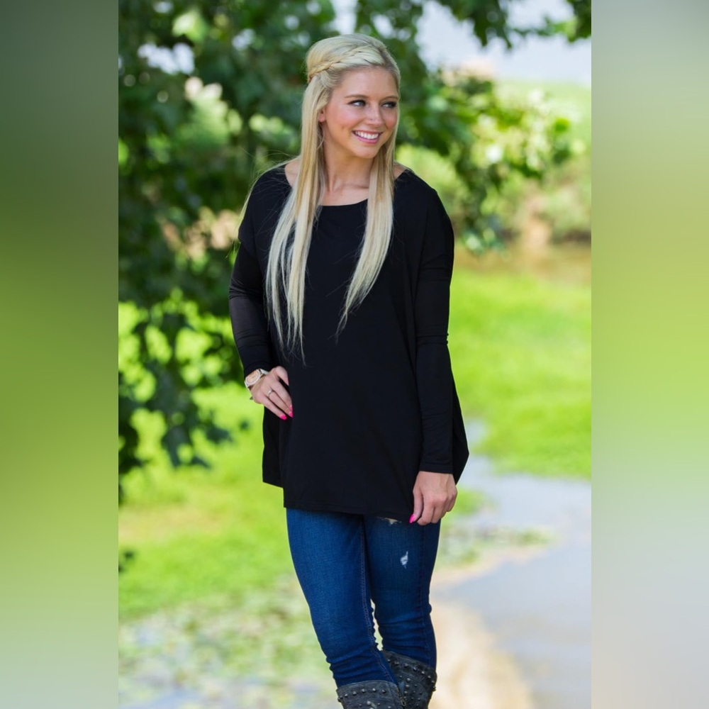 PIKO 1988 Navy Blue Long Sleeve Oversized Top, Size L
